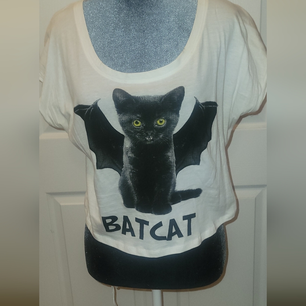 Body Central Batcat Graphic Tee - White and Black